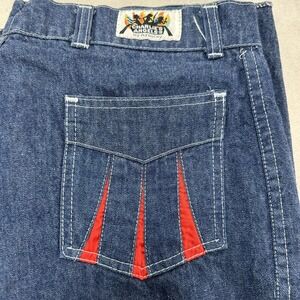 Vintage Charlies Angels Azoulay Jeans Womens 17 Flare Denim Red Pocket 1970s RAD